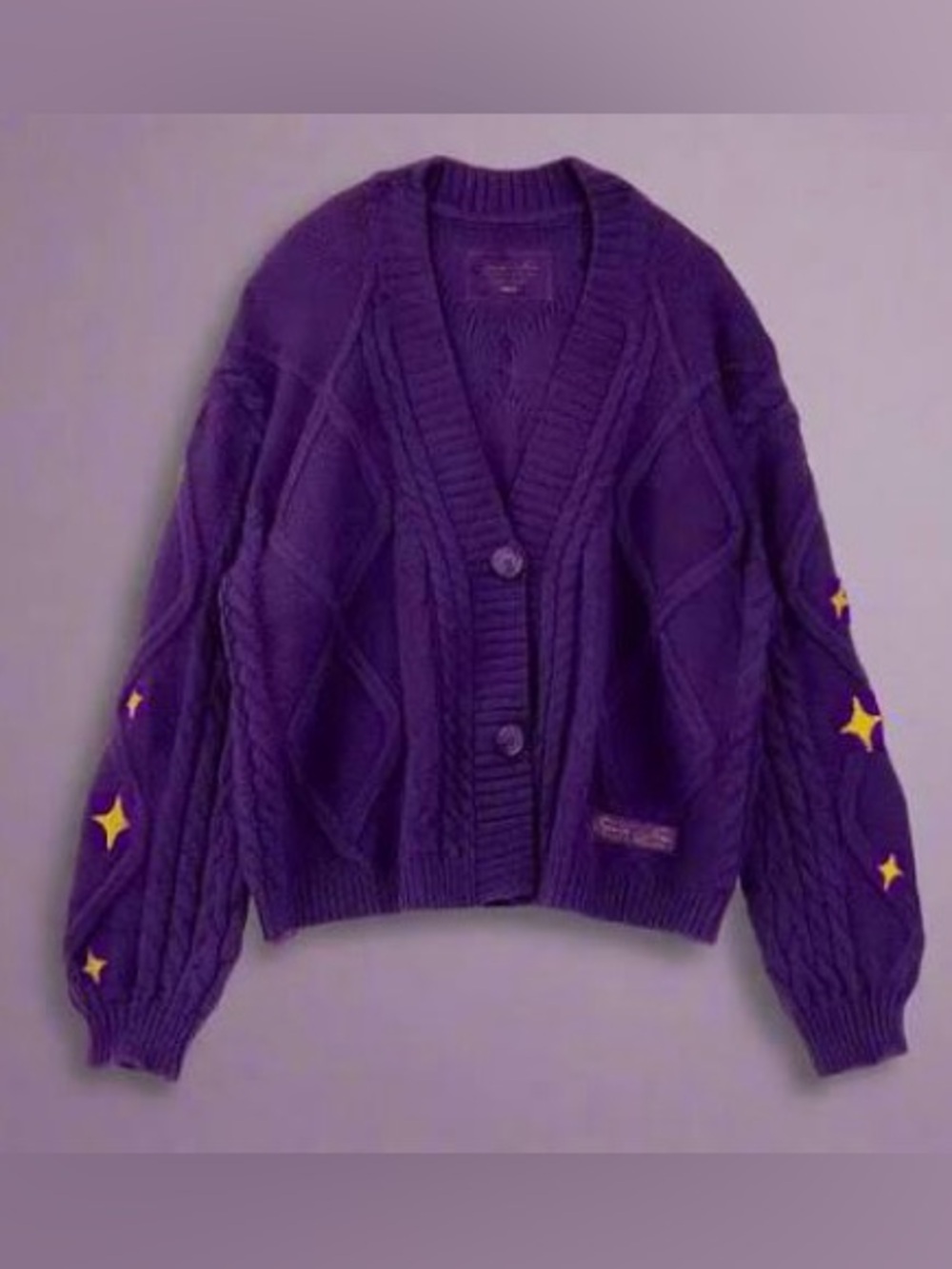 Taylor Swift Speak Now Purple Cable Knit Button-Front Women's Cardigan